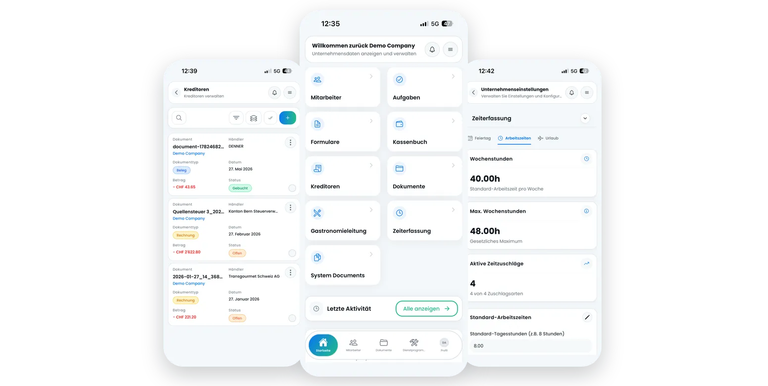 Pontora app on three smartphones